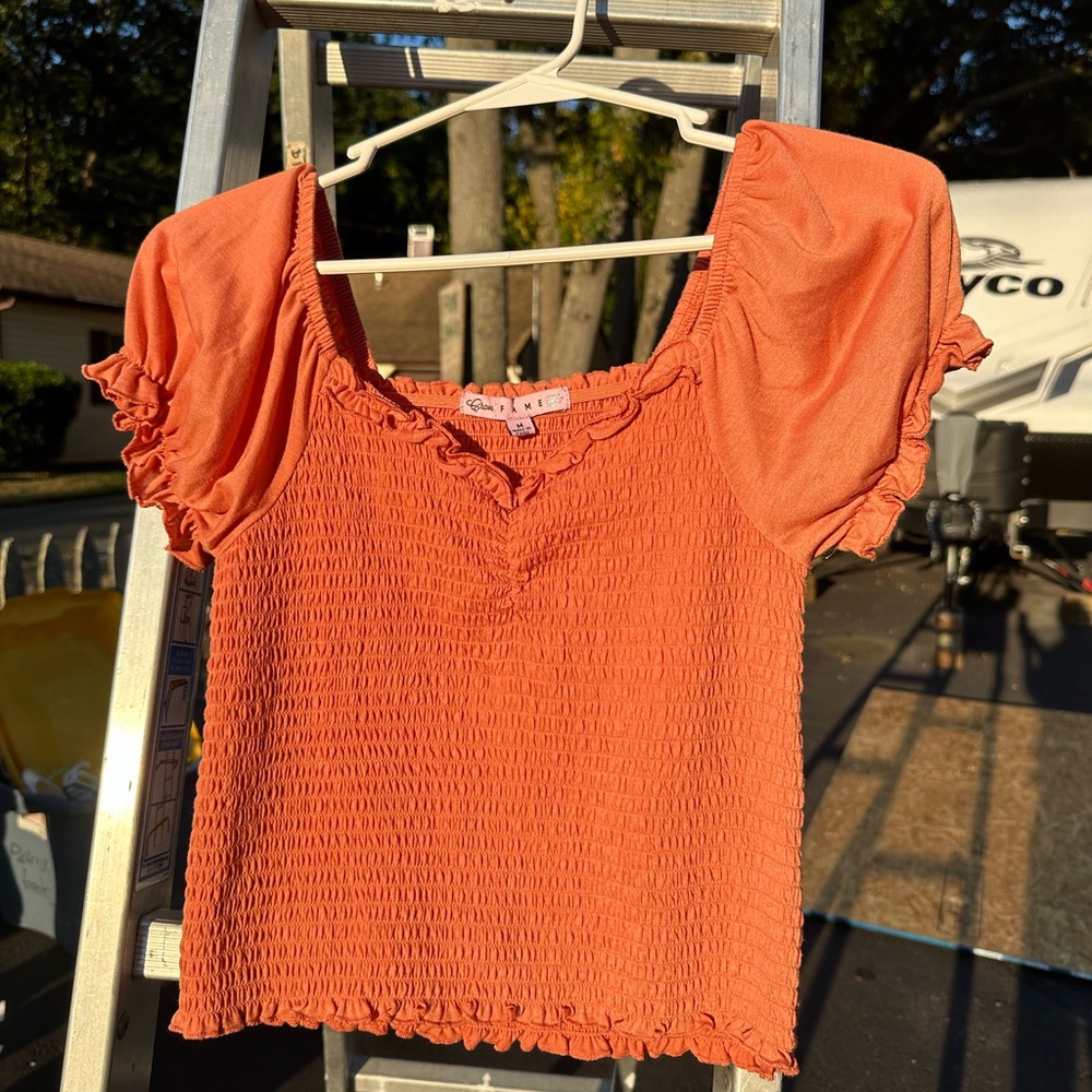 Coral rouched crop top